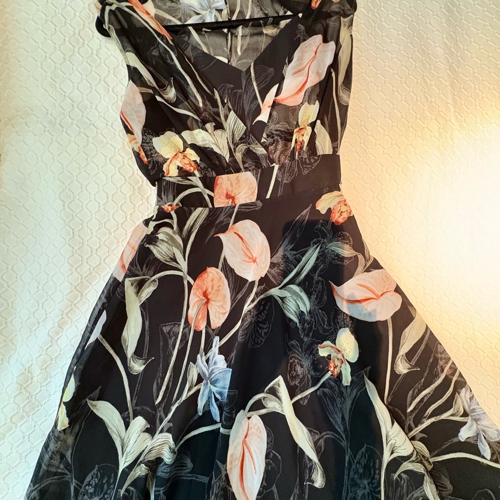 White House Black Market Black Floral Dress